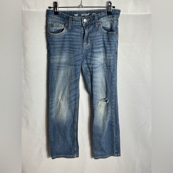 Cat & Jack Other - Cat & Jack Kids Blue Straight Leg Distressed Jeans Size 10 Stretch Denim